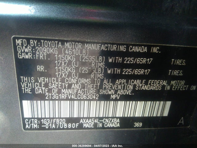Toyota RAV4 LE 2020 2T3G1RFV4LC063042 Image 9
