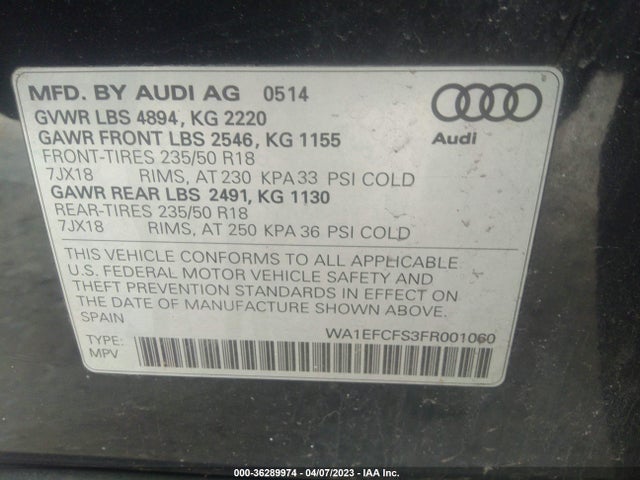 WA1EFCFS3FR001060 Audi Q3 2.0t Premium Plus
