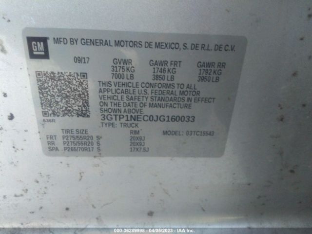 3GTP1NEC0JG160033 GMC Sierra 1500 Slt