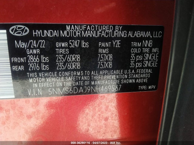 Hyundai Santa Fe Xrt 2022 5NMS6DAJ9NH469567 Image 7