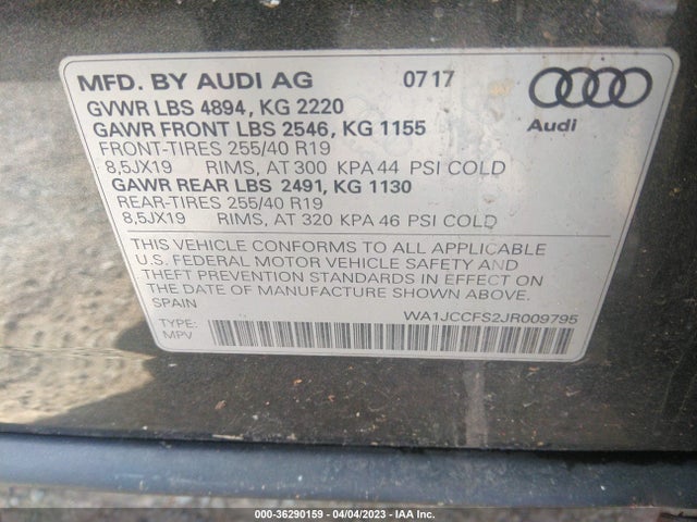 WA1JCCFS2JR009795 Audi Q3 Premium Plus