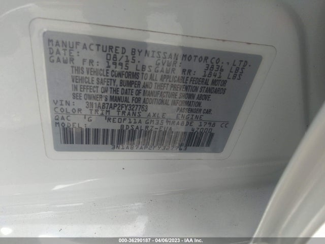 2015 NISSAN SENTRA SR VIN: 3N1AB7AP2FY327763