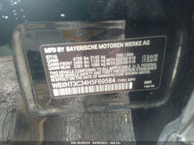2017 BMW X1, VIN: WBXHT3C34H5F69584