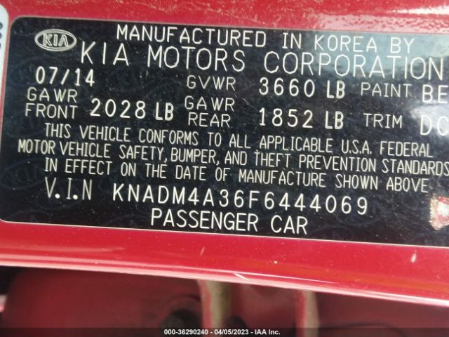 KNADM4A36F6444069 KIA RIO LX
