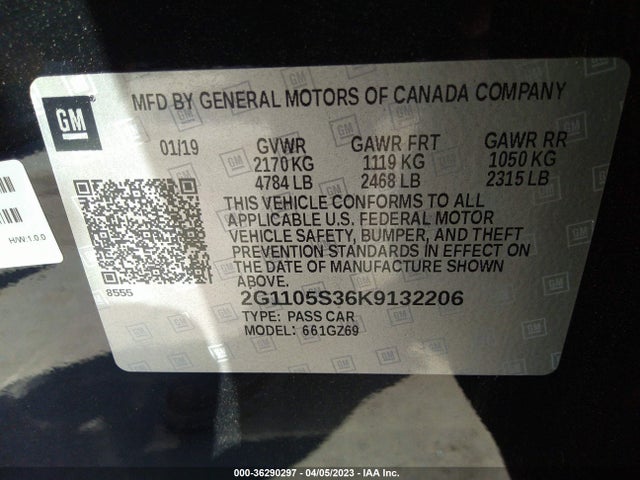 Chevrolet Impala Premier 2019 2G1105S36K9132206 Image 10