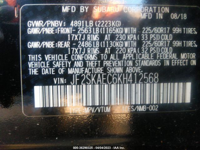 JF2SKAEC6KH412568 Subaru Forester Premium