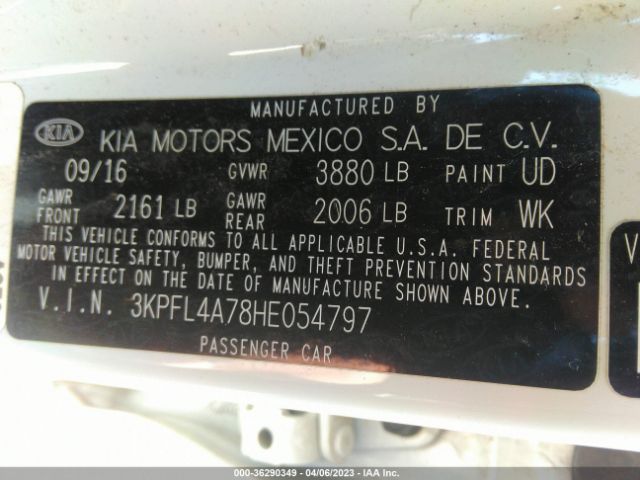 3KPFL4A78HE054797 KIA FORTE S