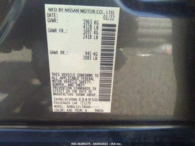 Nissan Altima 2.5 Sr 2022 1N4BL4CV0NN334950 Image 11