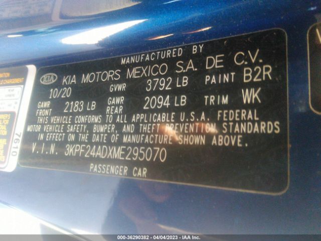 3KPF24ADXME295070 KIA Forte Lxs