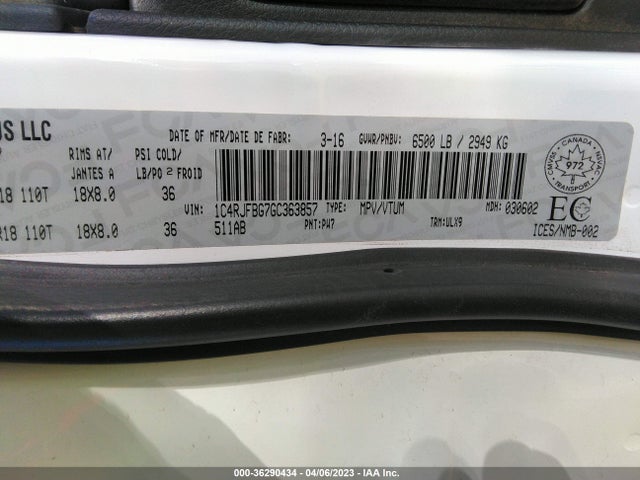 1C4RJFBG7GC363857 Jeep Grand Cherokee Limited