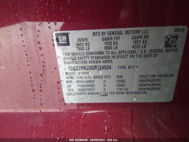 1GKS2HKJ3GR134504 GMC YUKON XL DENALI