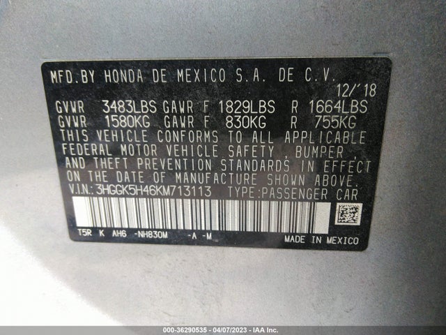 Honda FIT LX 2019 3HGGK5H46KM713113 Image 10