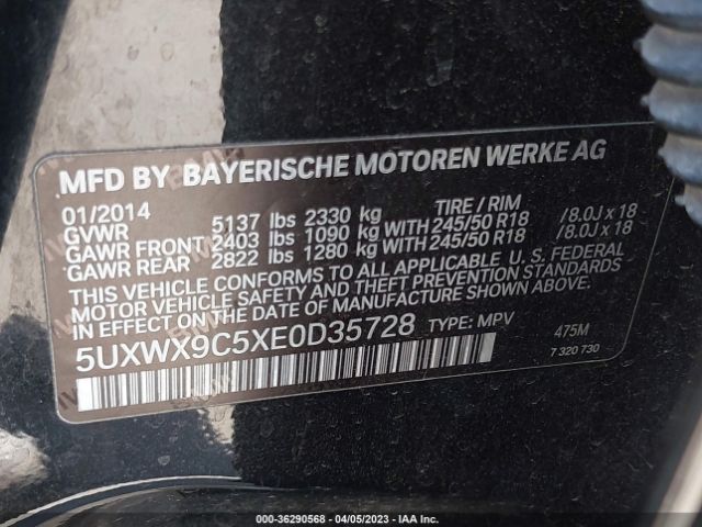 5UXWX9C5XE0D35728 BMW X3 Xdrive28i