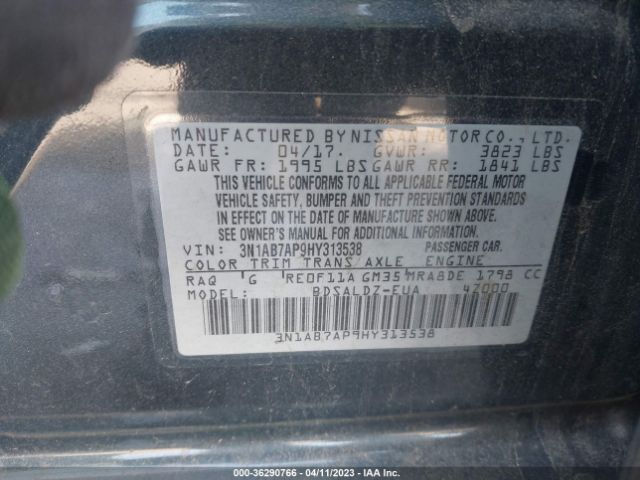 3N1AB7AP9HY313538 Nissan SENTRA SV