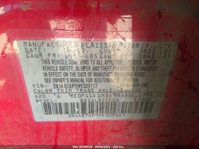 3N1AB7AP9HY309117 Nissan SENTRA SV