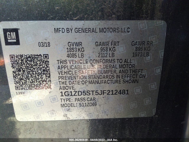 Chevrolet MALIBU LT 2018 1G1ZD5ST5JF212481 Image 10