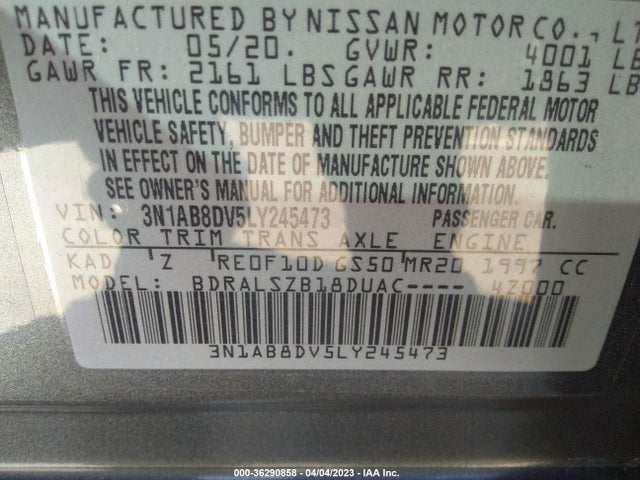 Nissan SENTRA SR 2020 3N1AB8DV5LY245473 Image 11