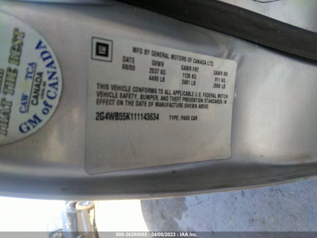 2001 BUICK REGAL LS VIN: 2G4WB55K111143634