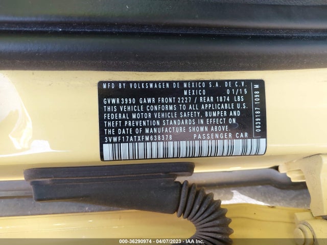 2015 Volkswagen Beetle, VIN: 3VWF17ATXFM638378