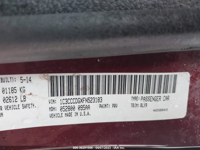 1C3CCCDGXFN523183 Chrysler 200 S
