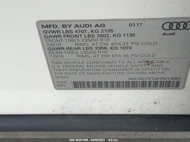 WA1BCCFS9HR014863 Audi Q3 PREMIUM