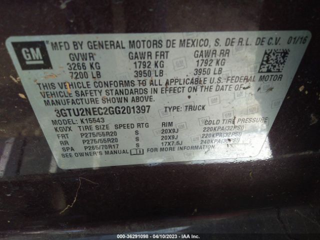 3GTU2NEC2GG201397 GMC Sierra 1500 Slt