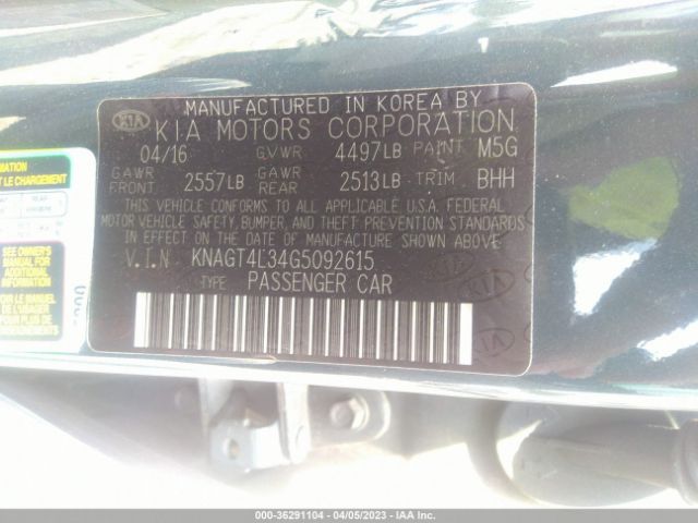 KNAGT4L34G5092615 KIA Optima Lx