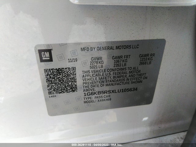 2020 Cadillac CT6, VIN: 1G6KB5RSXLU105634