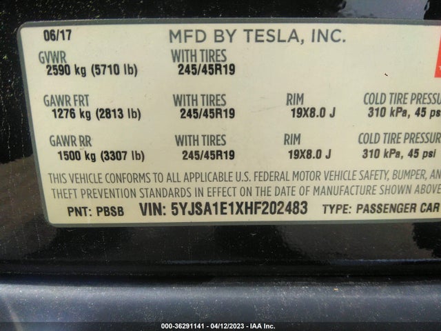 Tesla Model S 60/75 2017 5YJSA1E1XHF202483 Image 11