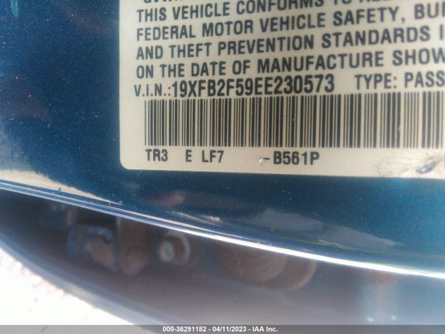 Honda Civic Sedan Lx 2014 19XFB2F59EE230573 Image 9