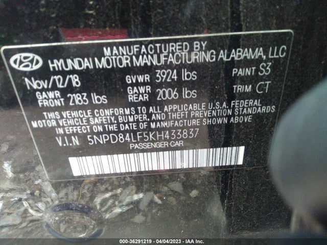 Hyundai Elantra Value Edition 2019 5NPD84LF5KH433837 Image 9