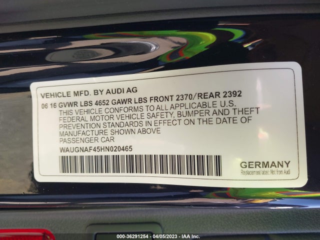 WAUGNAF45HN020465 Audi A4 PREMIUM