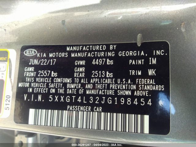 5XXGT4L32JG198454 KIA Optima Lx