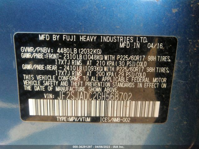 JF2SJADC2GH568702 Subaru Forester 2.5i Premium