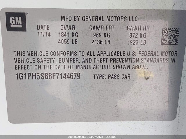 Chevrolet CRUZE ECO 2015 1G1PH5SB8F7144679 Image 9