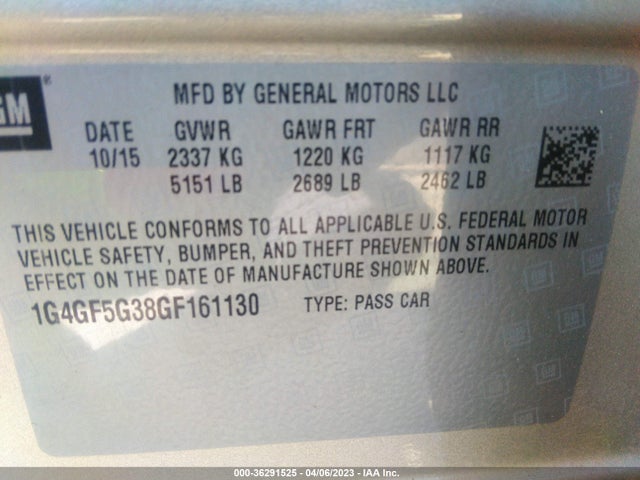 Buick Lacrosse 2016 1G4GF5G38GF161130 Image 11