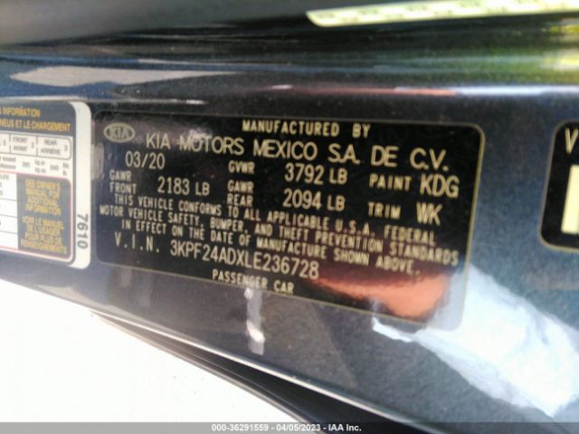 3KPF24ADXLE236728 KIA Forte Lxs