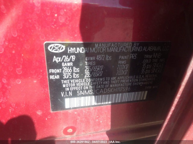 Hyundai Santa Fe Se 2019 5NMS2CAD5KH117596 Image 11
