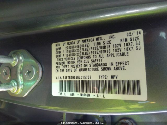 5J8TB3H55EL015707 Acura Rdx Tech Pkg