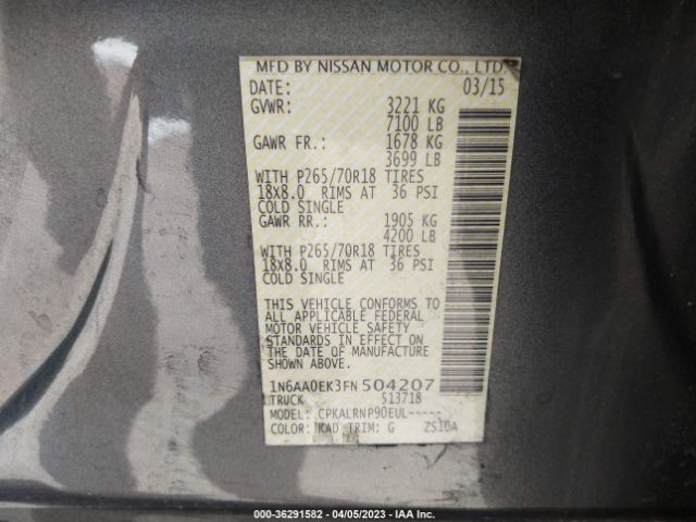 1N6AA0EK3FN504207 Nissan TITAN S