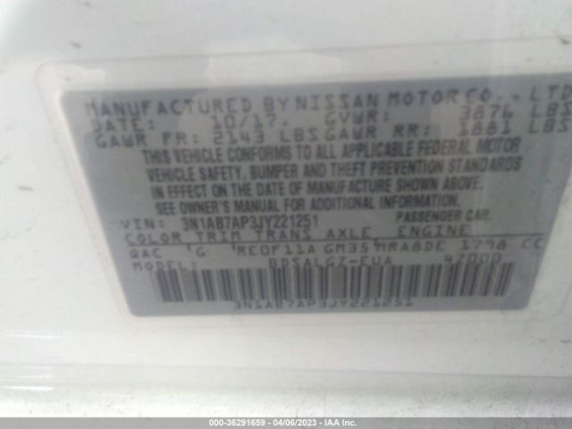 3N1AB7AP3JY221251 Nissan SENTRA SL