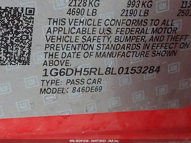 Cadillac Ct4 V-series 2020 1G6DH5RL8L0153284 Image 9
