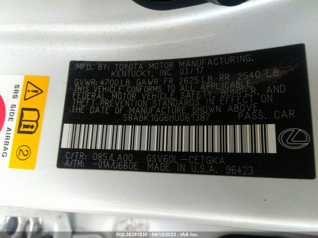 58ABK1GG6HU061387 Lexus Es Es 350