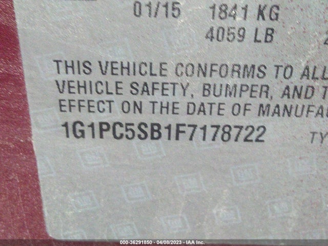 Chevrolet CRUZE LT 2015 1G1PC5SB1F7178722 Image 10
