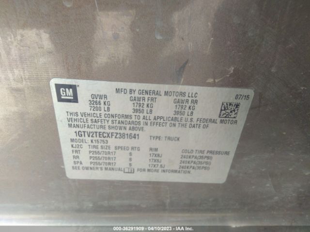 1GTV2TECXFZ381641 GMC SIERRA 1500
