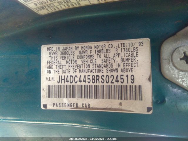 1994 ACURA INTEGRA JH4DC4458RS024519 Photo 8