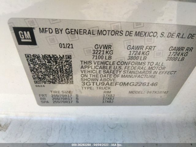 3GTU9AEF0MG226146 GMC SIERRA 1500