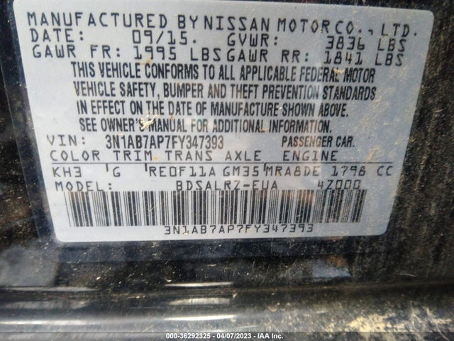 Nissan SENTRA SR 2015 3N1AB7AP7FY347393 Image 10