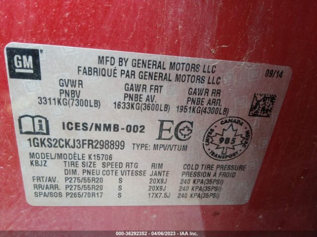 1GKS2CKJ3FR298899 GMC YUKON DENALI