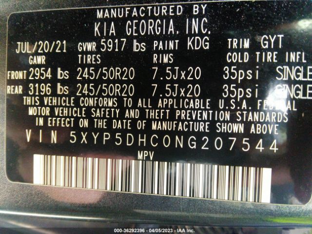 5XYP5DHC0NG207544 KIA Telluride Sx